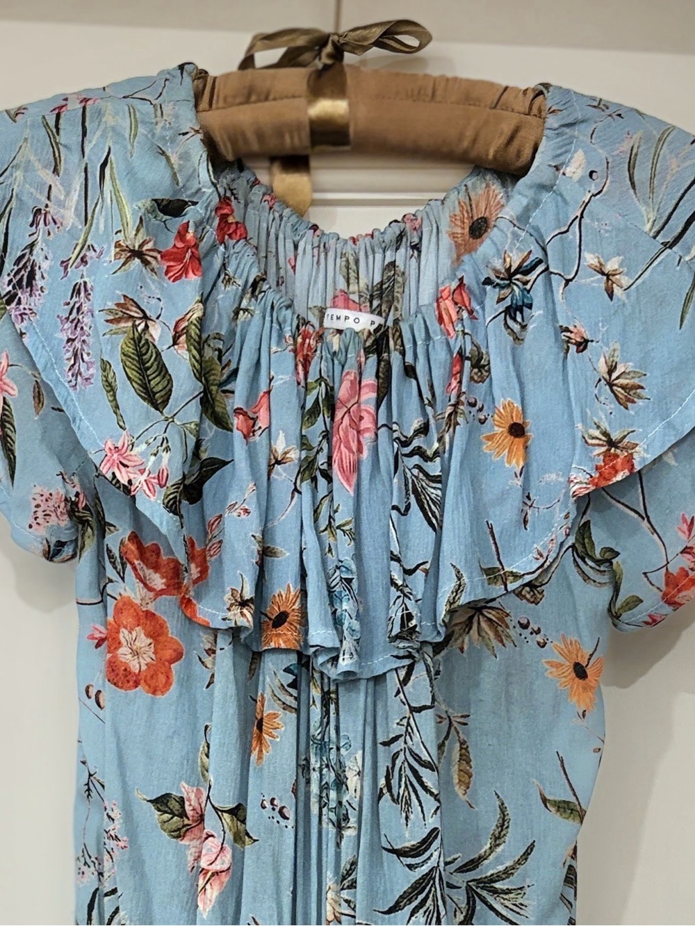 Tempo Paris Light Blue Floral Romper